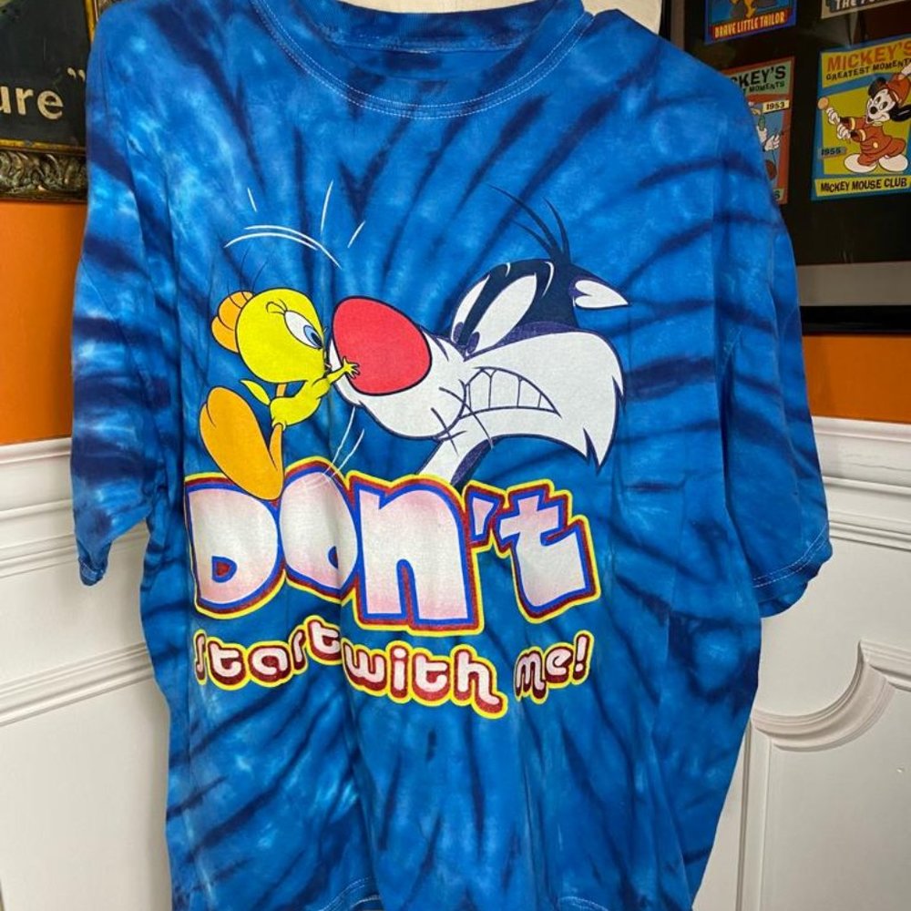 Vintage Looney Tunes Tweedy Bird Sylvester the Cat Funny T Shirt Size Large